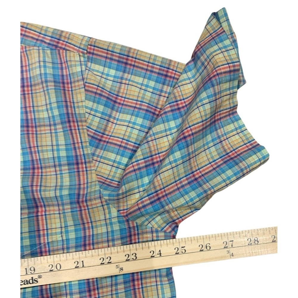 Alan Flusser Mens Shirt Plaid Button Down Short‎ Sleeve COLORFUL Plaid Size L - Picture 8 of 10